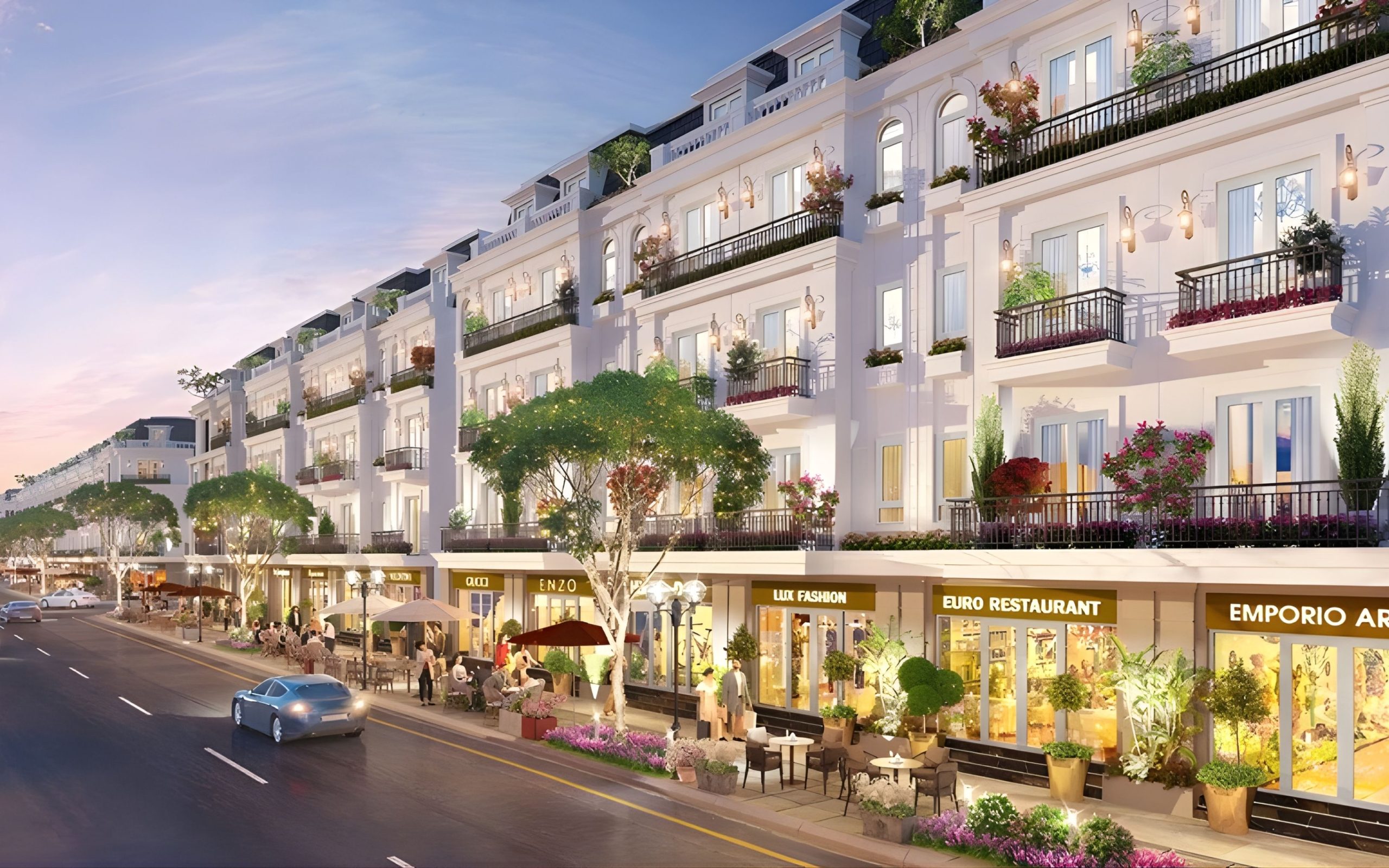 Hình ảnh các căn shophouse của KĐT Long Vân