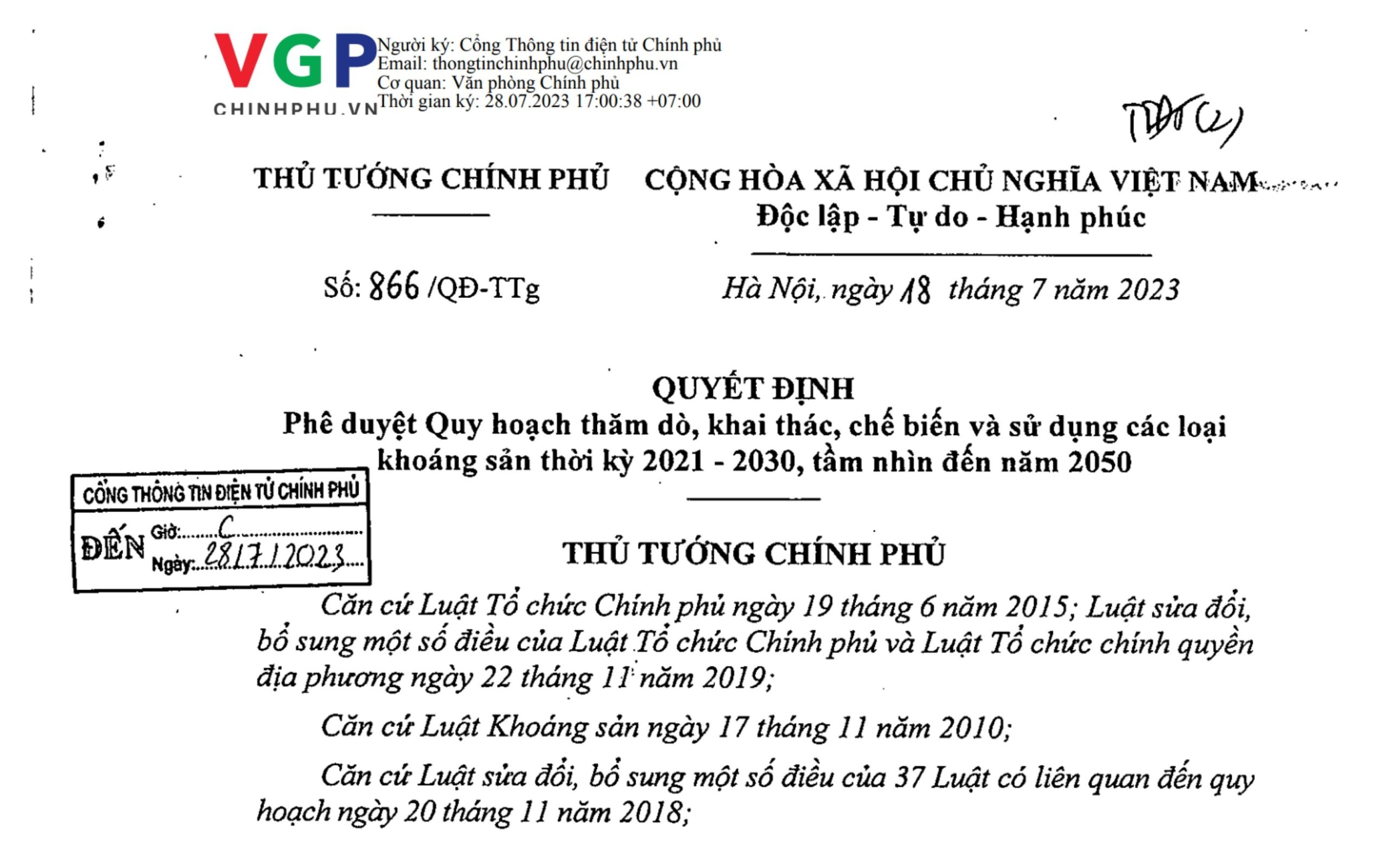 Phê duyệt quy hoạch thăm dò, khai thác, chế biến và sử dụng các loại khoáng sản thời kỳ 2021-2030